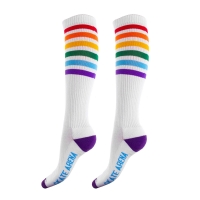 Skate Arena Long Socks - White/Rainbow